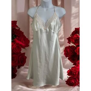 Intimo Donatella Blush Gown Size Medium Lace Satin Racerback Babydoll Nightie